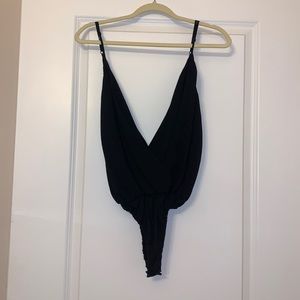 Tobi Buena Wrap Black Bodysuit